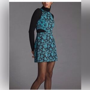 Anthropologie jacquard cut out cocktail dress